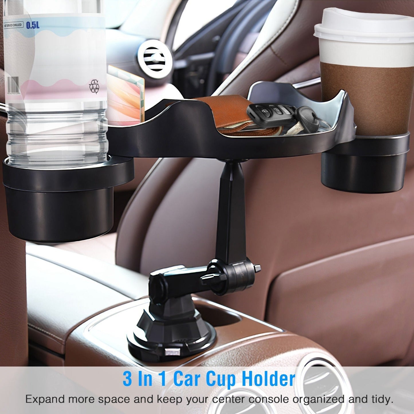 Food and Cup Holder Expander 360° Rotating Tray