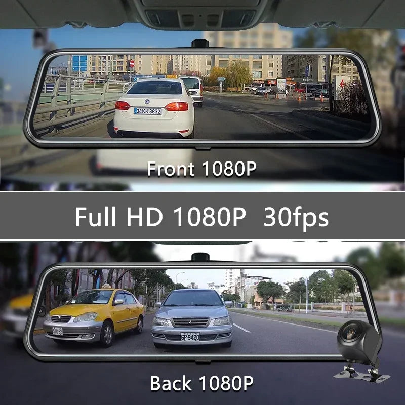 Touch Screen Car Stream Media Dashcam 1080P Dual Lens 10''