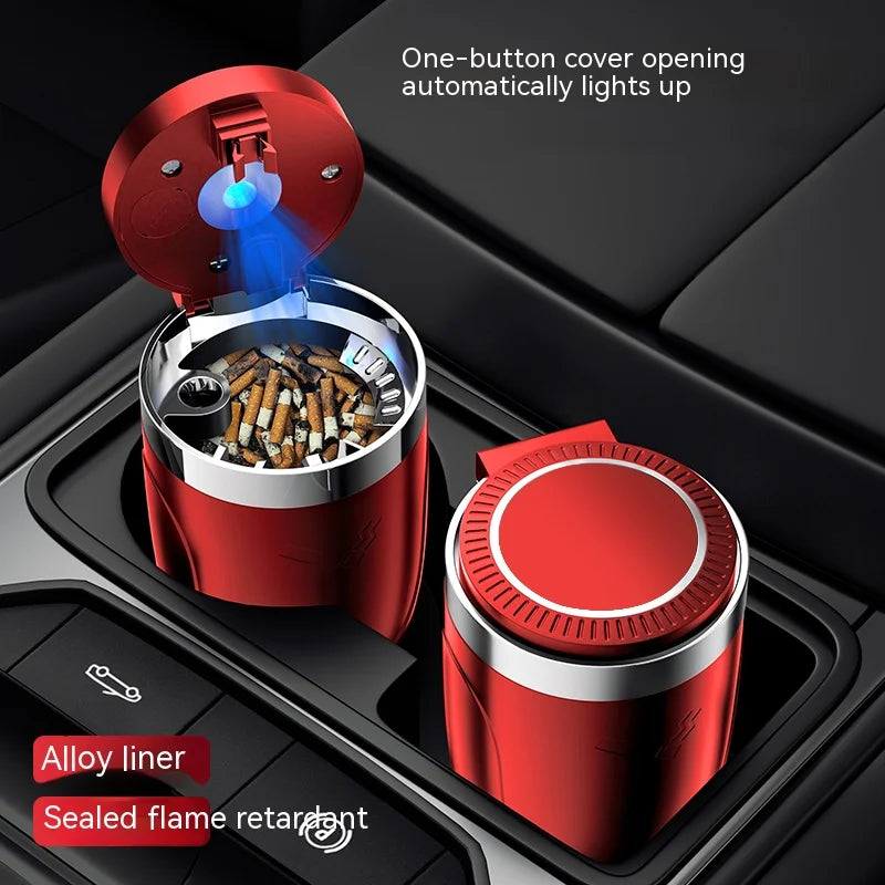 Ashtray with Lid - Smell Proof Stainless Steel - Blue Led