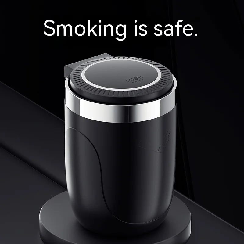 Ashtray with Lid - Smell Proof Stainless Steel - Blue Led