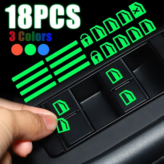 18 Pcs/set Luminous Interior Stickers Universal  Control Panel