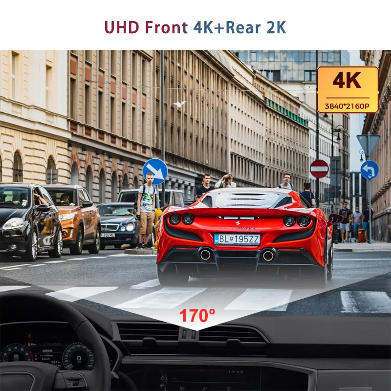 H8 4K+2K 12 '' Rear View Mirror Dash Camera 3840*2160 - GPS, WIFI, DUAL LENS