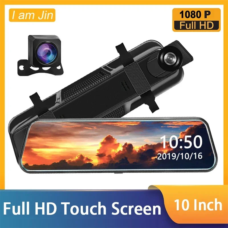 Touch Screen Car Stream Media Dashcam 1080P Dual Lens 10''