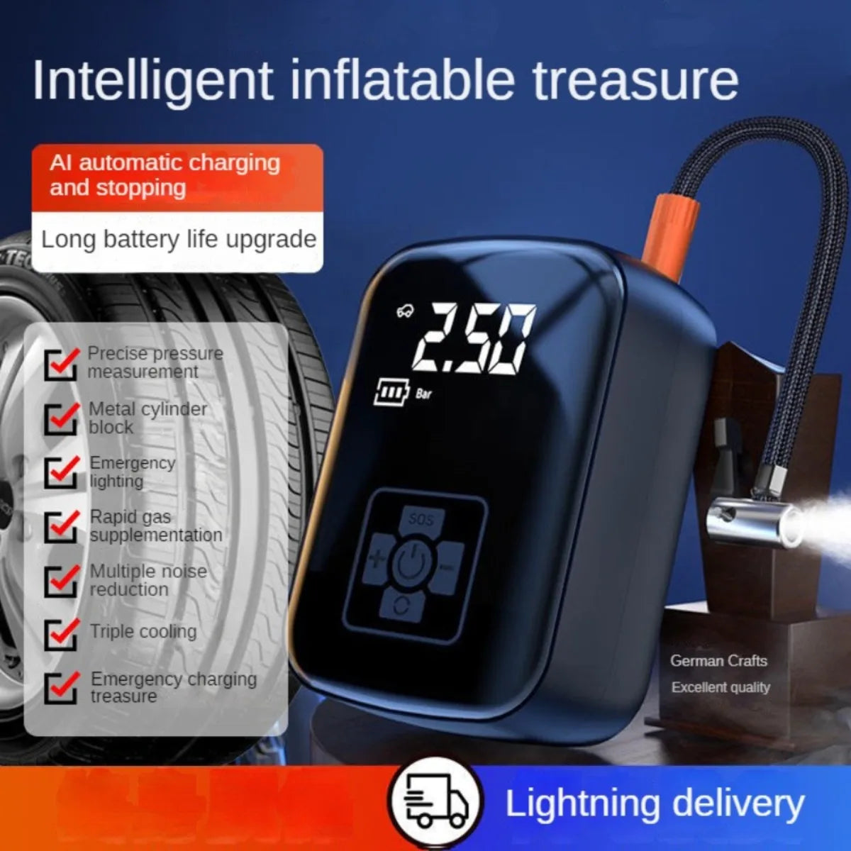 Wireless Air Pump with Intelligent Digital Display