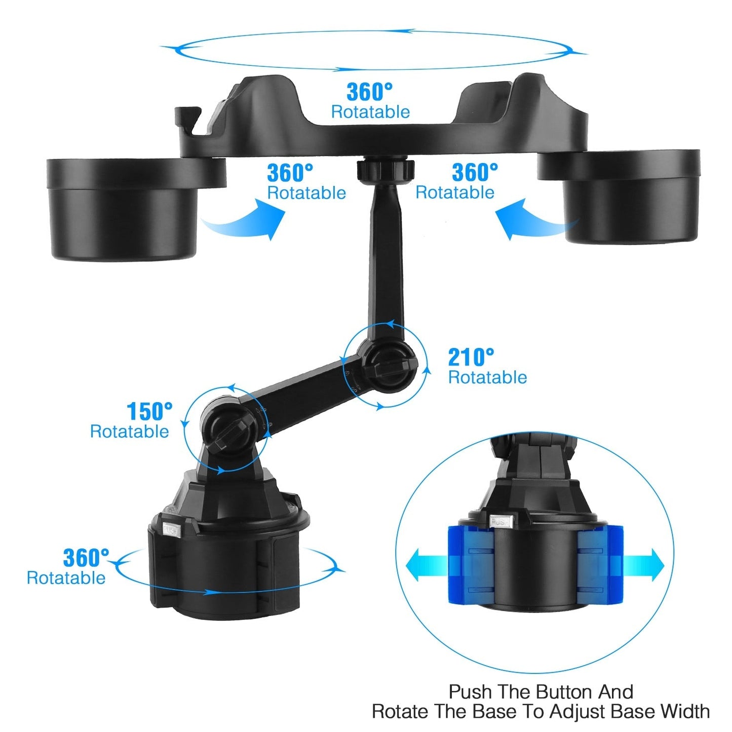 Food and Cup Holder Expander 360° Rotating Tray