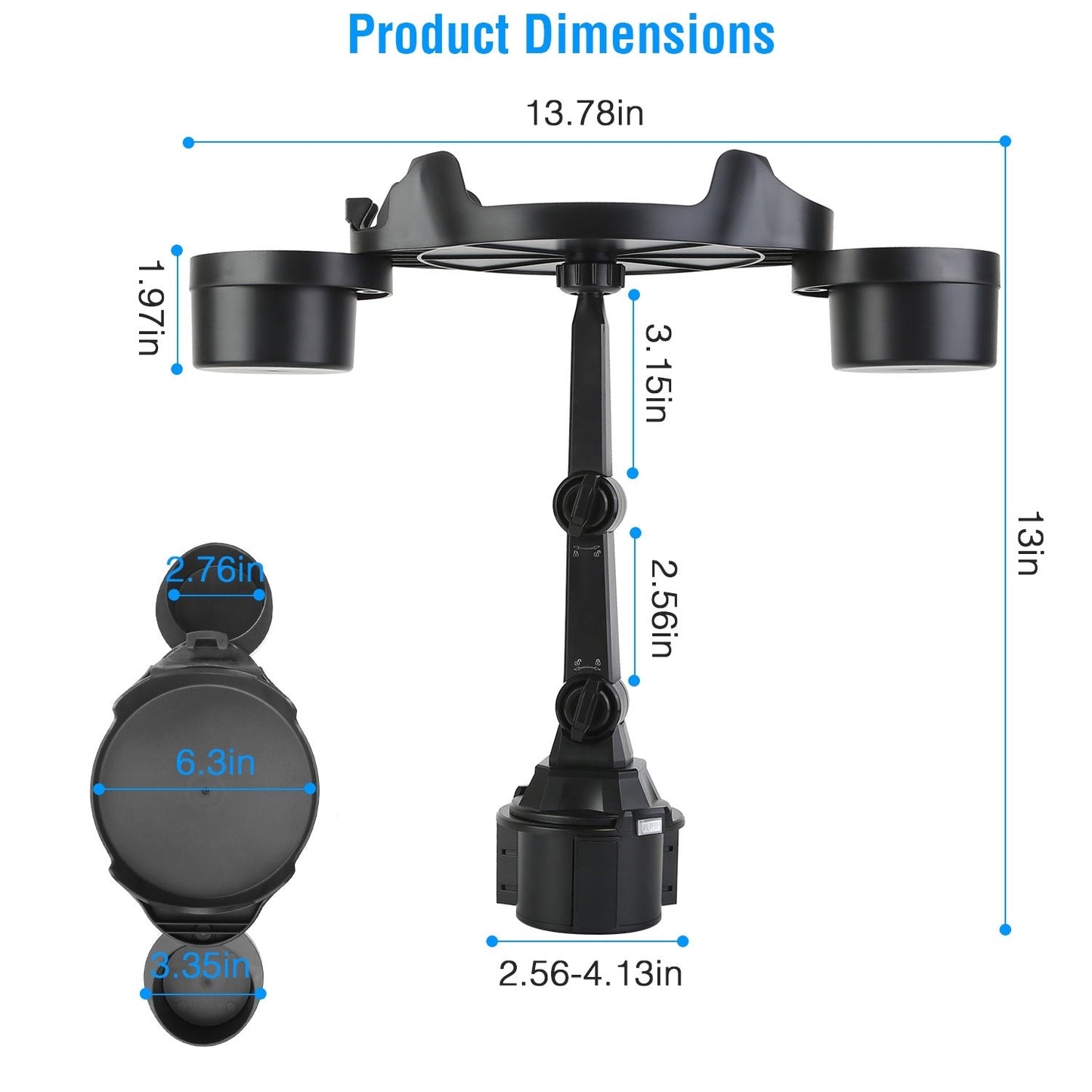 Food and Cup Holder Expander 360° Rotating Tray