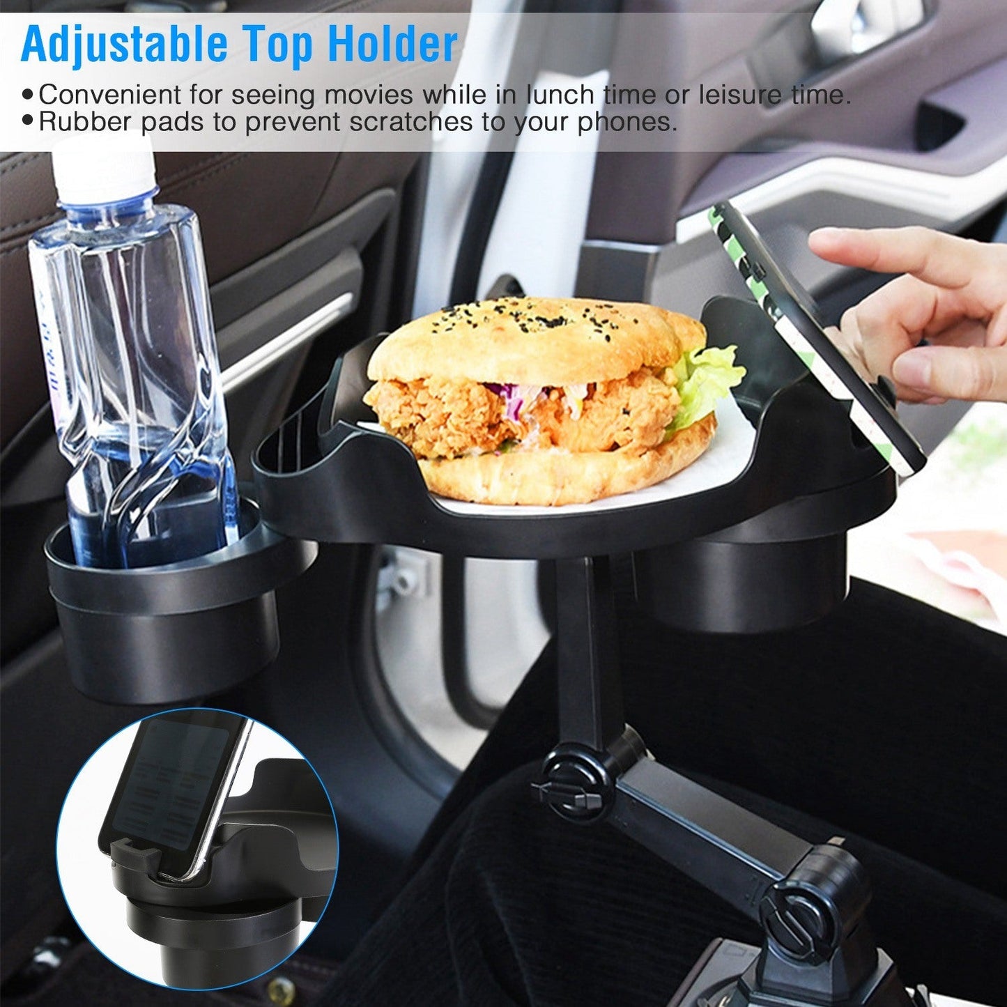 Food and Cup Holder Expander 360° Rotating Tray